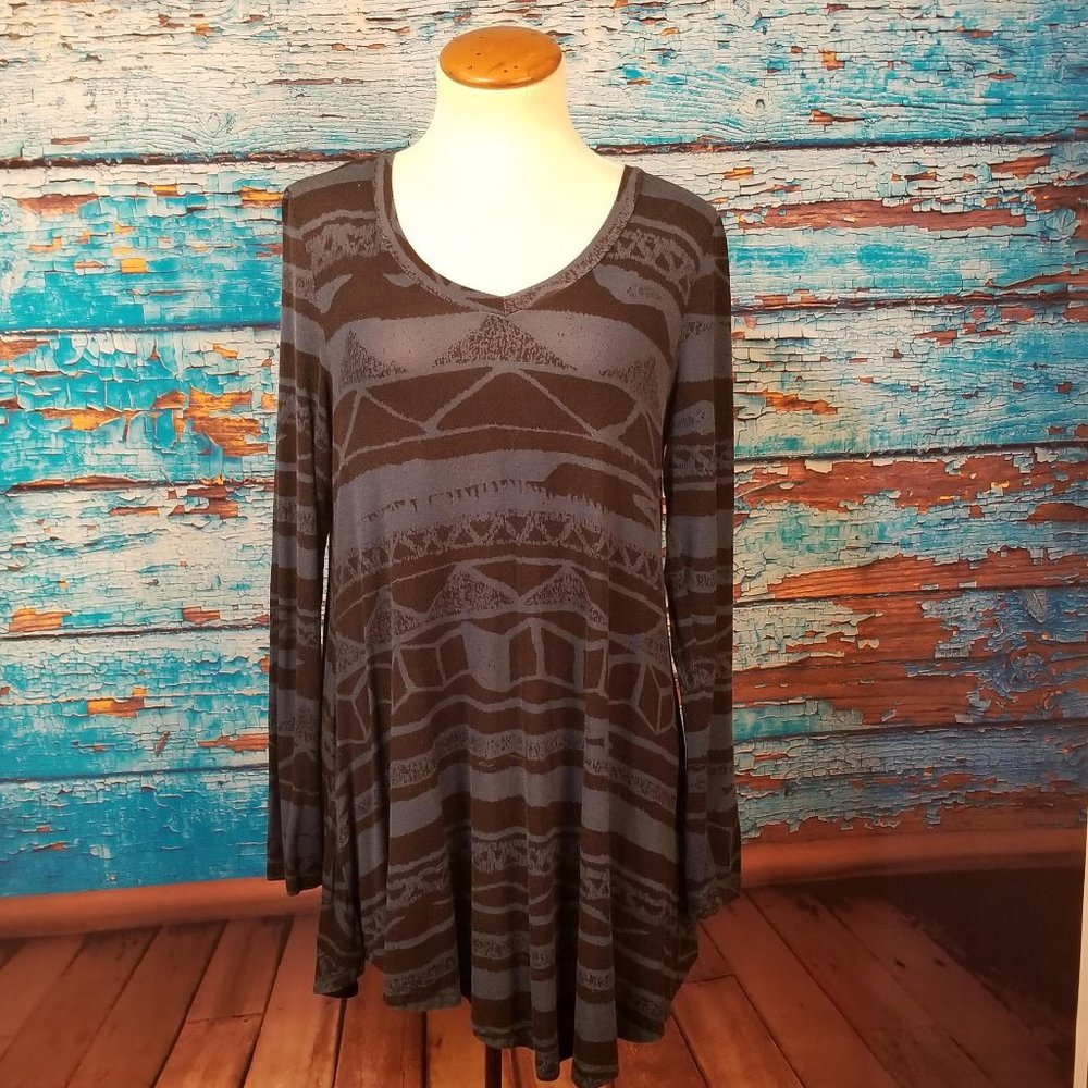 BaiSheng GT Blue and Black Print Tunic